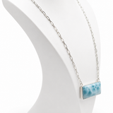 AAA Larimar Necklace, Exclusive Light Blue Dominican Gemstone Pendant With 925 Silver Chainlink, High End Gift for Women.