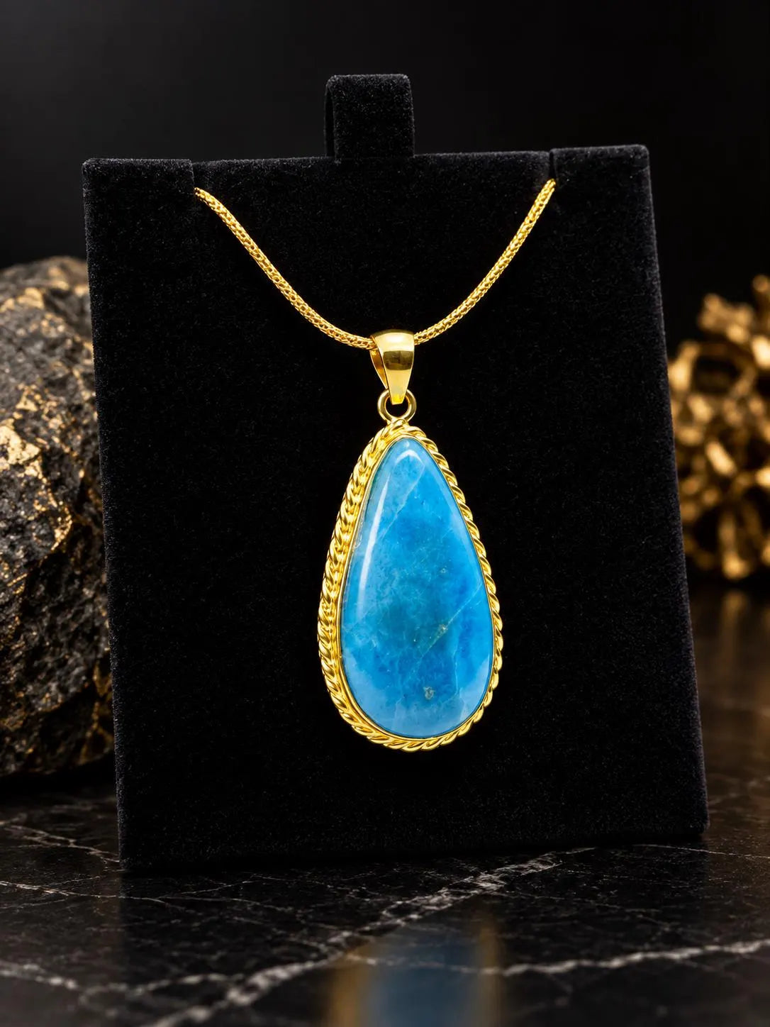 larimar gold pendant