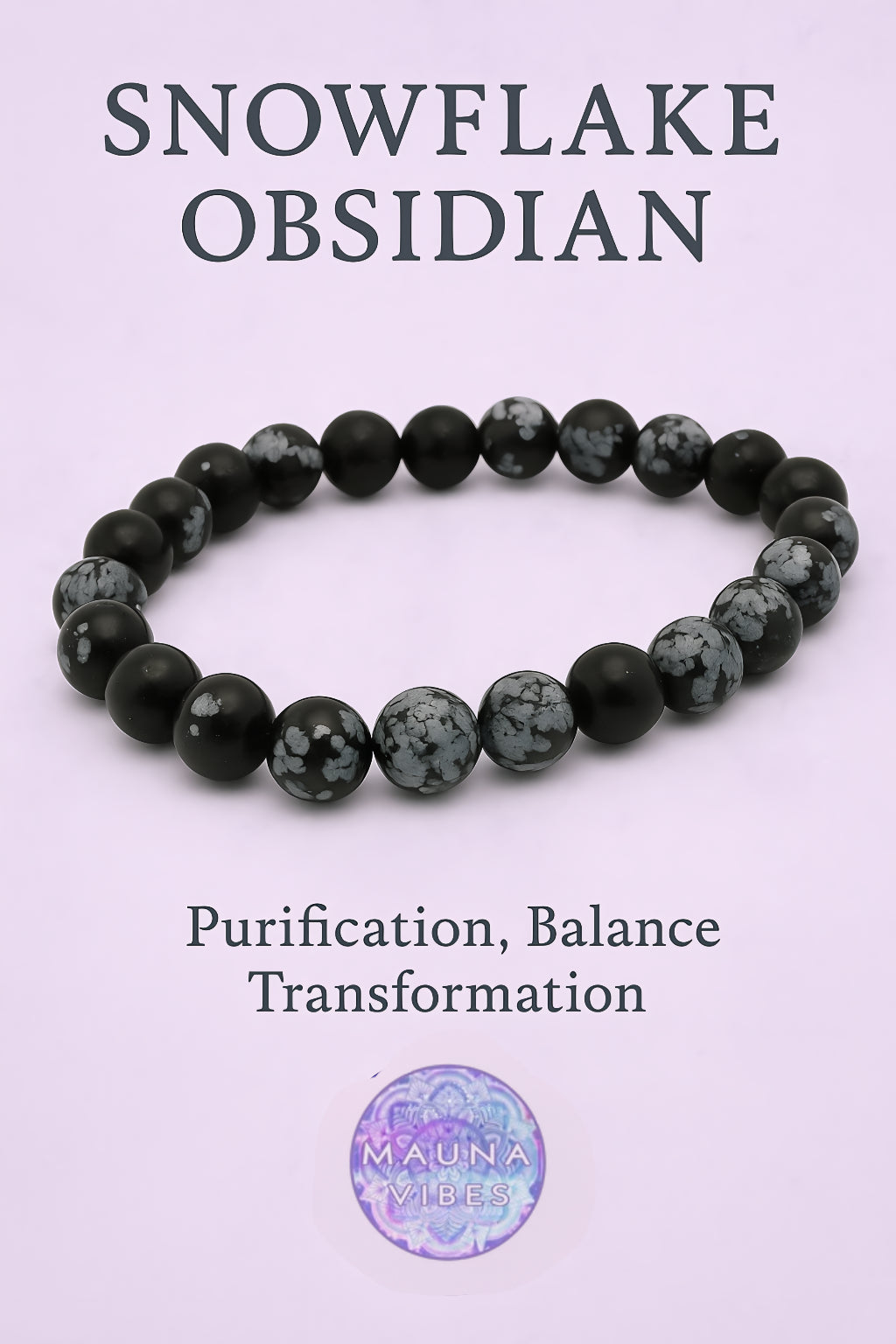 Snowflake Obsidian Crystal Bracelet – Handmade Protection & Grounding Stone Jewelry for Men & Women