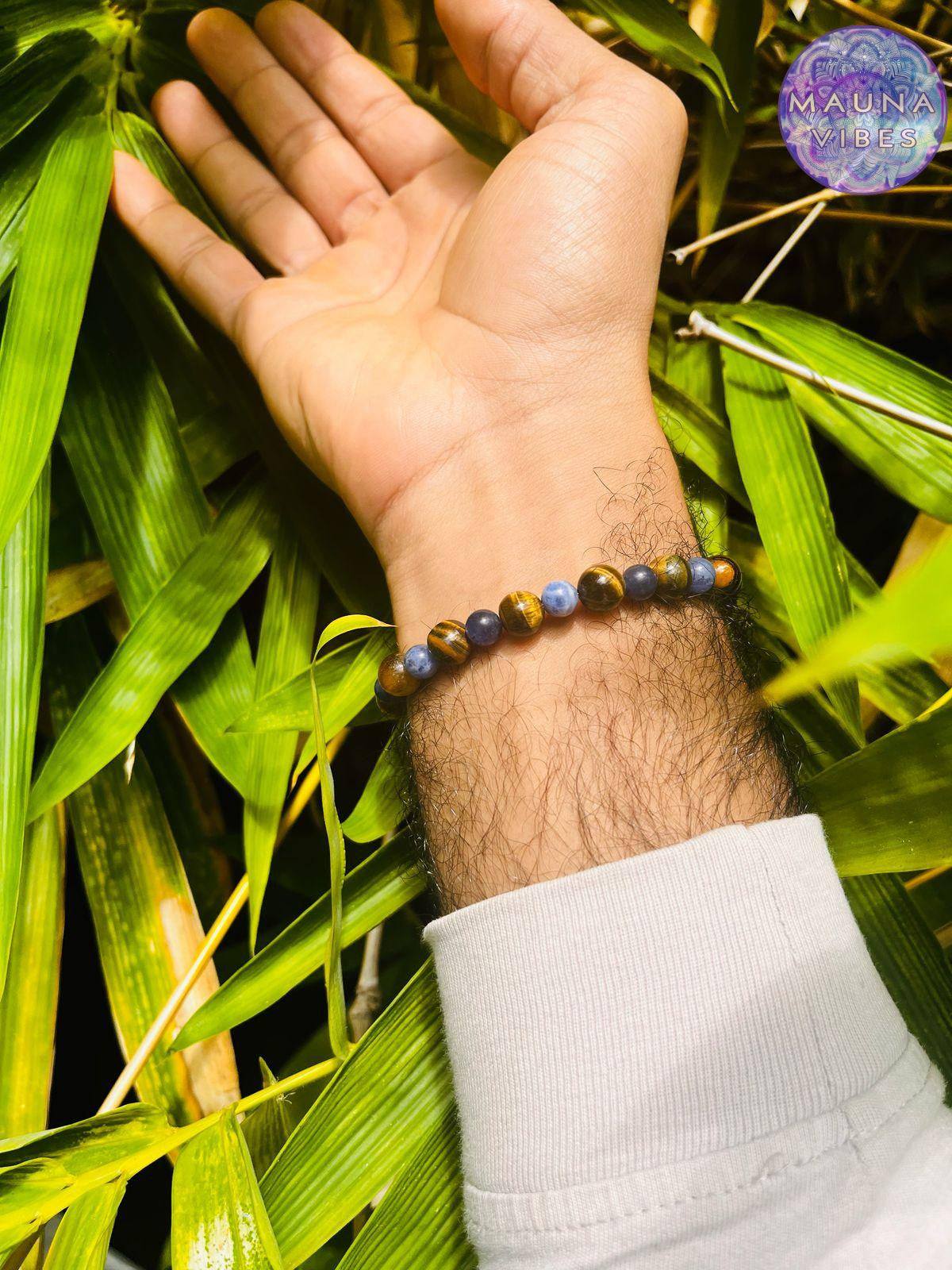 Tiger’s Eye and Sodalite Bracelet for Men and Women – Strength, Grounding, Wisdom, Protection, Confidence, and Inner Balance